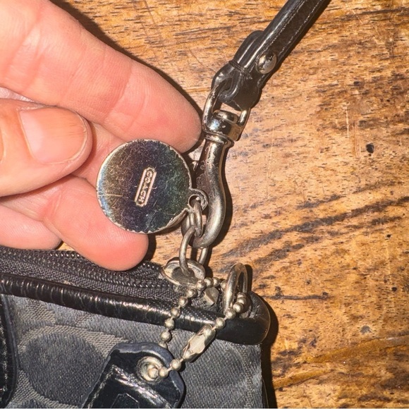 Coach Black Signature Wristlet Clutch with Leather Trim hang tags attached - Picture 14 of 16